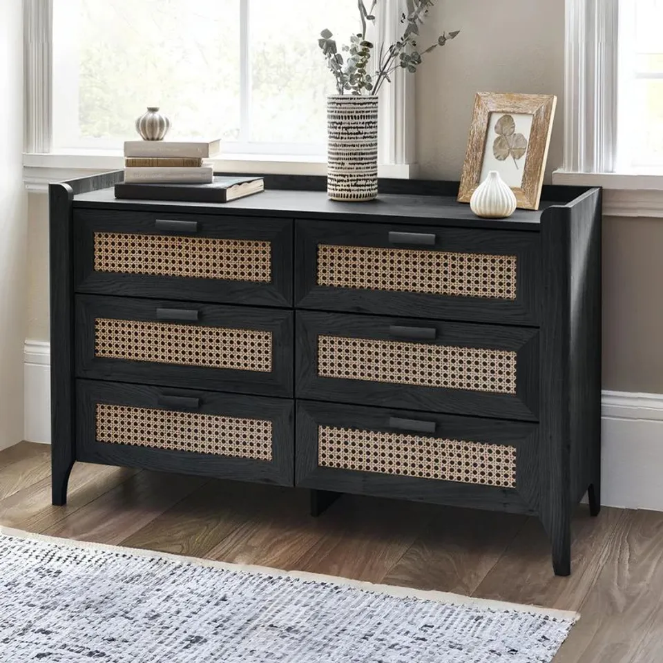 BOXED ALBELO 6-DRAWER CHEST OF DRAWERS - BLACK ASH (1 BOX)