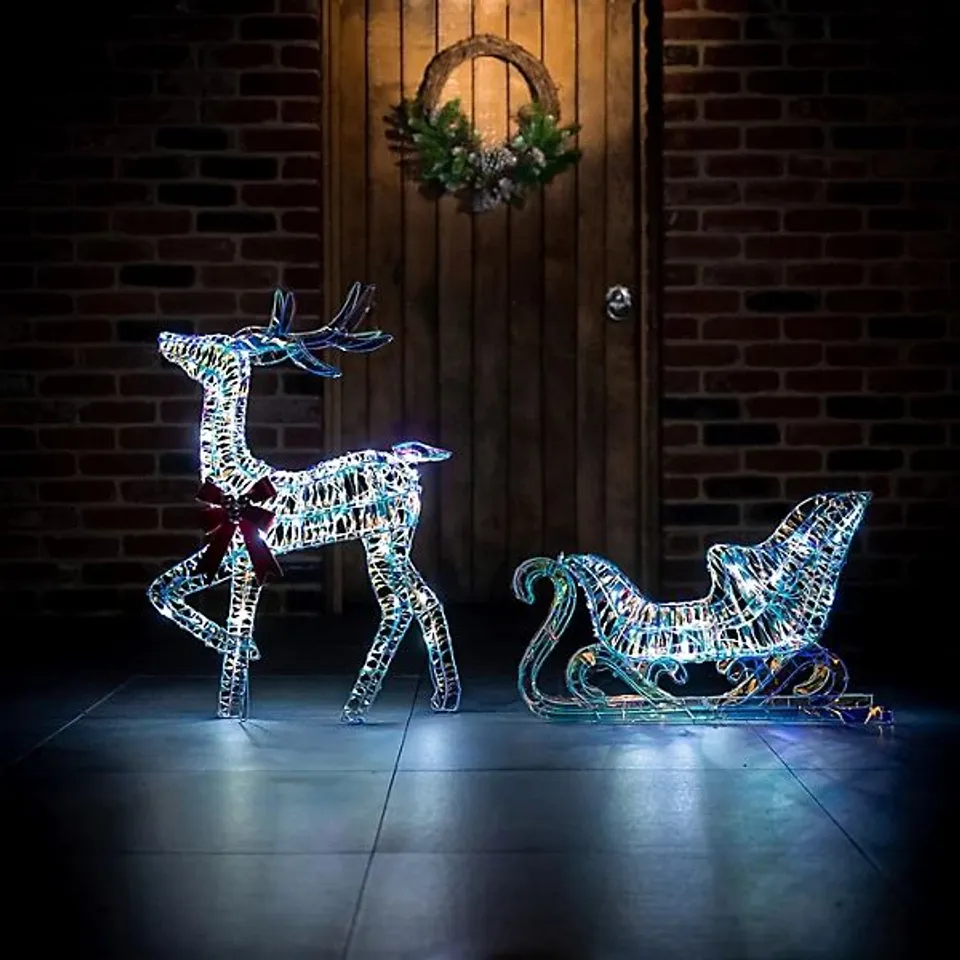 BOXED SILVER REINDEER WITH WHITE LED LIGHTS (1 BOX)