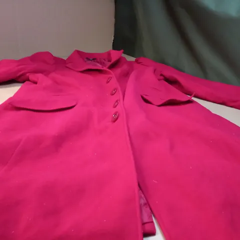 MARKS & SPENCERS RED OVERCOAT - SIZE 22