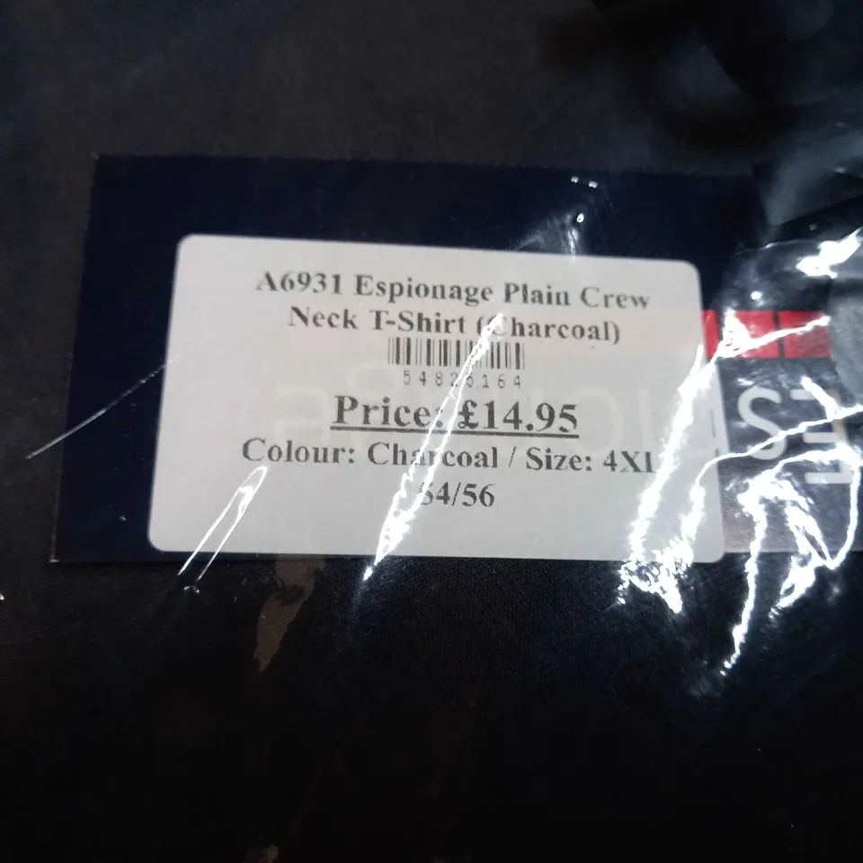 PACKAGED ESPIONAGE CHARCOAL PLAIN TEE - 4XL