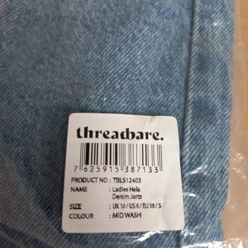THREADBARE LADIES HELA DENIM JORTS – UK 10 – MID WASH