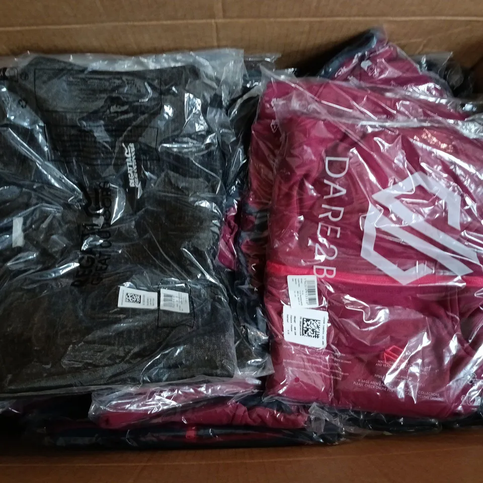 APPROXIMATELY 21 BRAND NEW REGATTA/DARE2B KIDS CLOTHING ITEMS IN VARIOUS SIZES, STYLES & COLOURS TO INCLUDE JUNIOR NEWHILL, EXPLORE FLEECE, KIDS THERMAL FLEECE, ETC