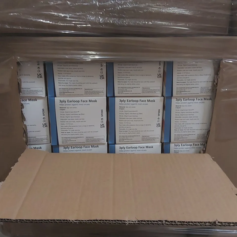 PALLET CONTAINING A VERY LARGE QUANTITY OF MEDICAL FACE MASKS
