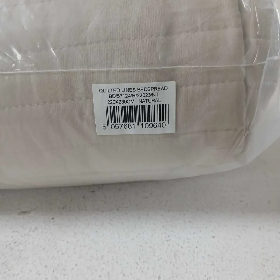 BIANCA QUILTED LINES BEDSPREAD NATURAL 220 X 230