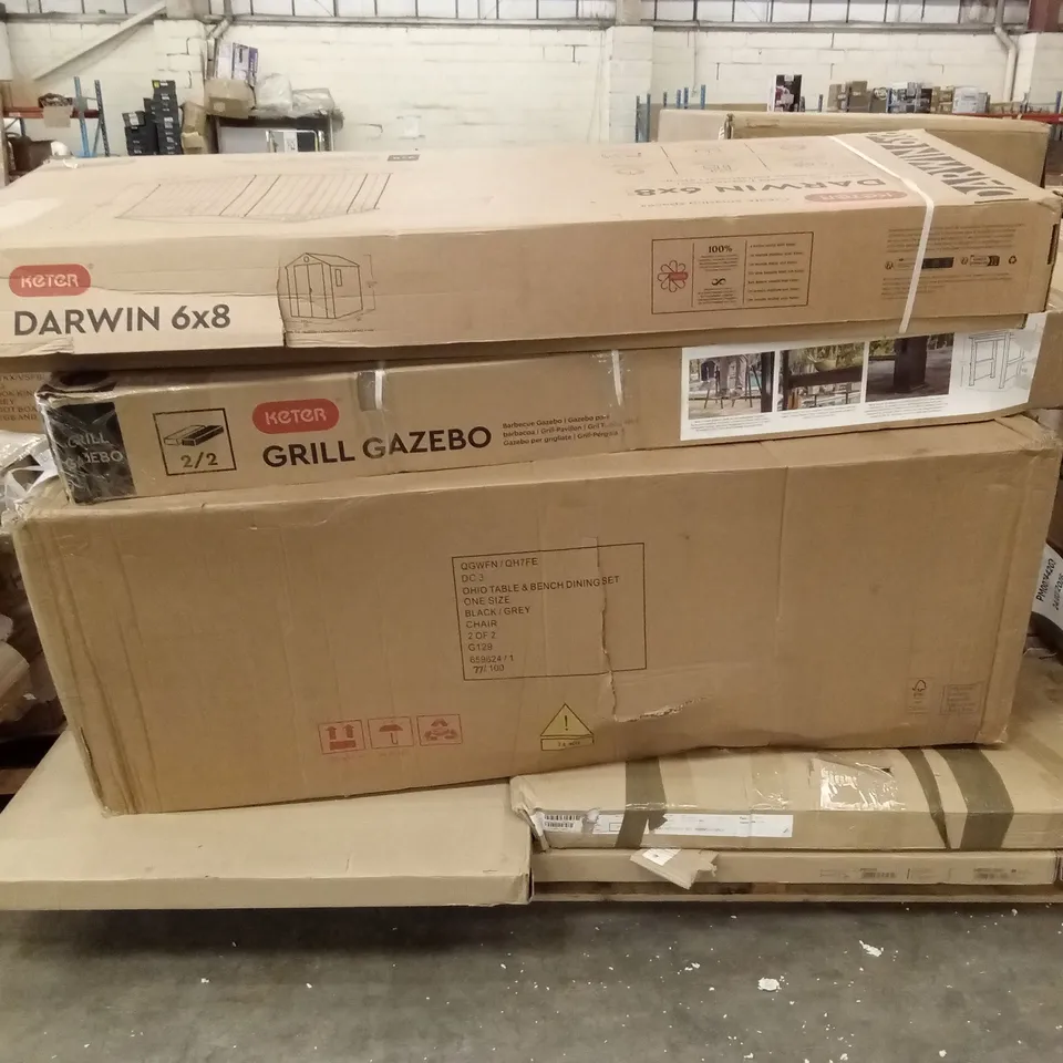 PALLET OF ASSORTED INCOMPLETE DESIGNER FURNITURE PARTS AND PIECES 
