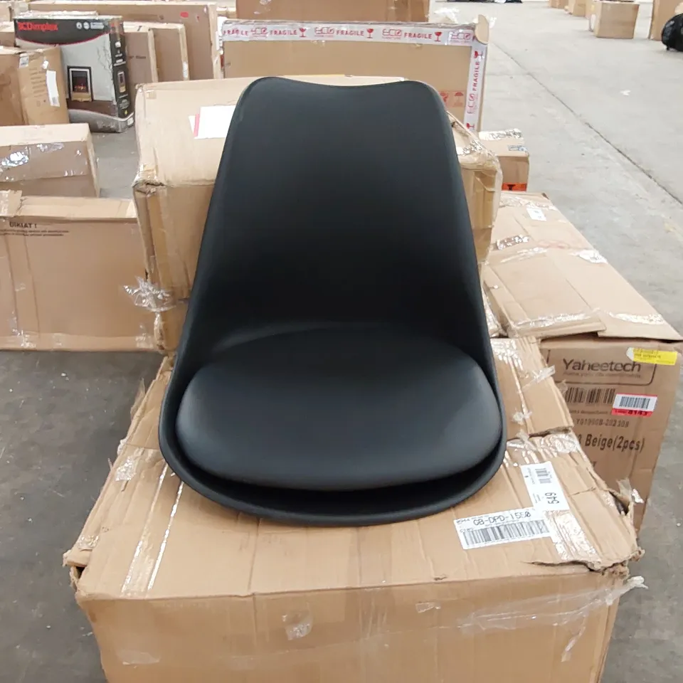 BOXED SET OF 2 NERO UPHOLSTERED BLACK DINING CHAIRS WITH WOODEN LEGS (1 BOX)