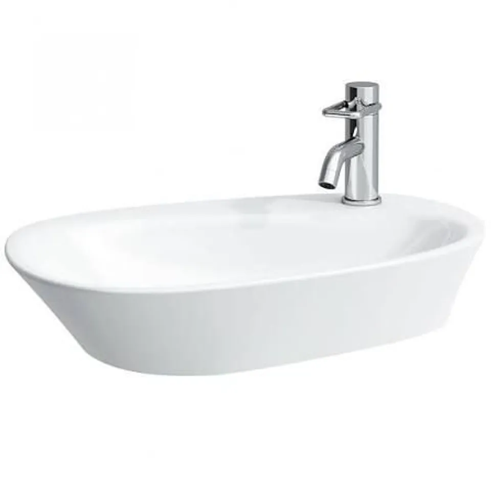BOXED PALOMBA BOWL BASIN WITH TAPBANK 600X400MM 1TH - WHITE