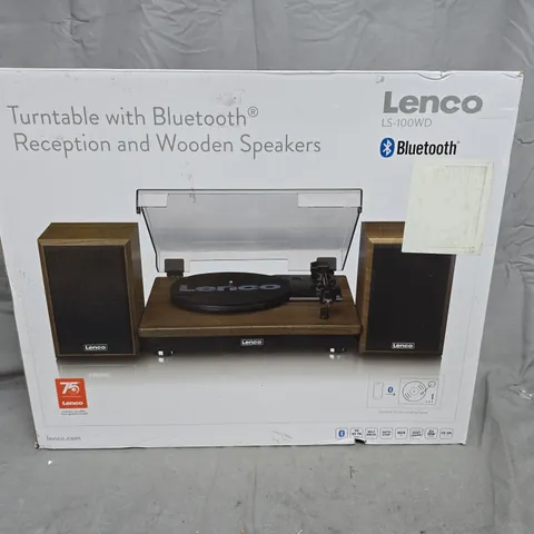 LENCO LS-100WD TURNTABLE WITH BLUETOOTH – BOXED WOODEN SPEAKER SYSTEM