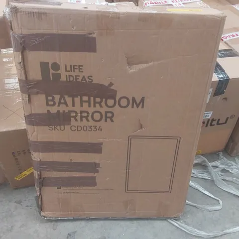 BOXED BLACK PUNCH-FREE BATHROOM MIRROR