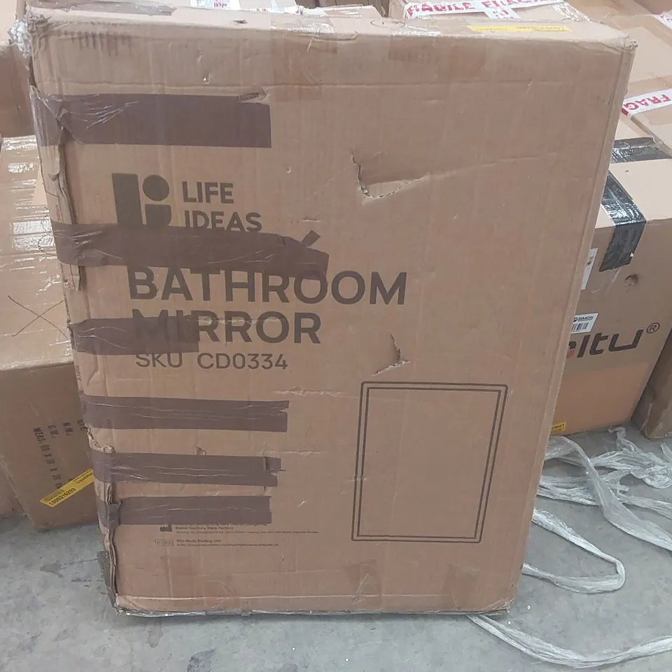 BOXED BLACK PUNCH-FREE BATHROOM MIRROR