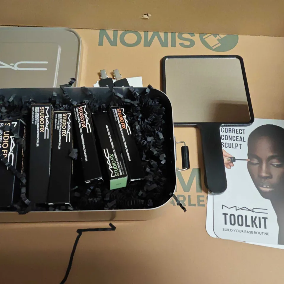 MAC STUDIO FIX MAKE-UP SET IN METAL TIN – ASSORTMENT OF STUDIO FIX ITEMS