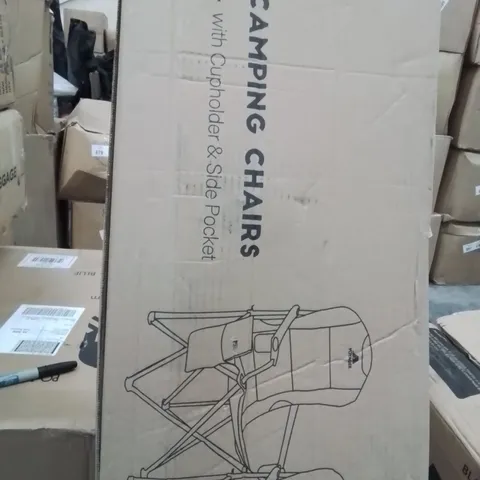 BOXED SET OF 2 VOYAGER PADDED CAMPING CHAIRS BLACK AND GREY 