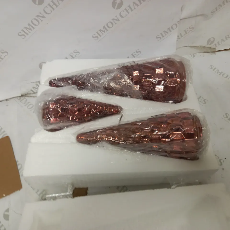 ALISON CORK SET OF MERCURY GLASS TREES - RED