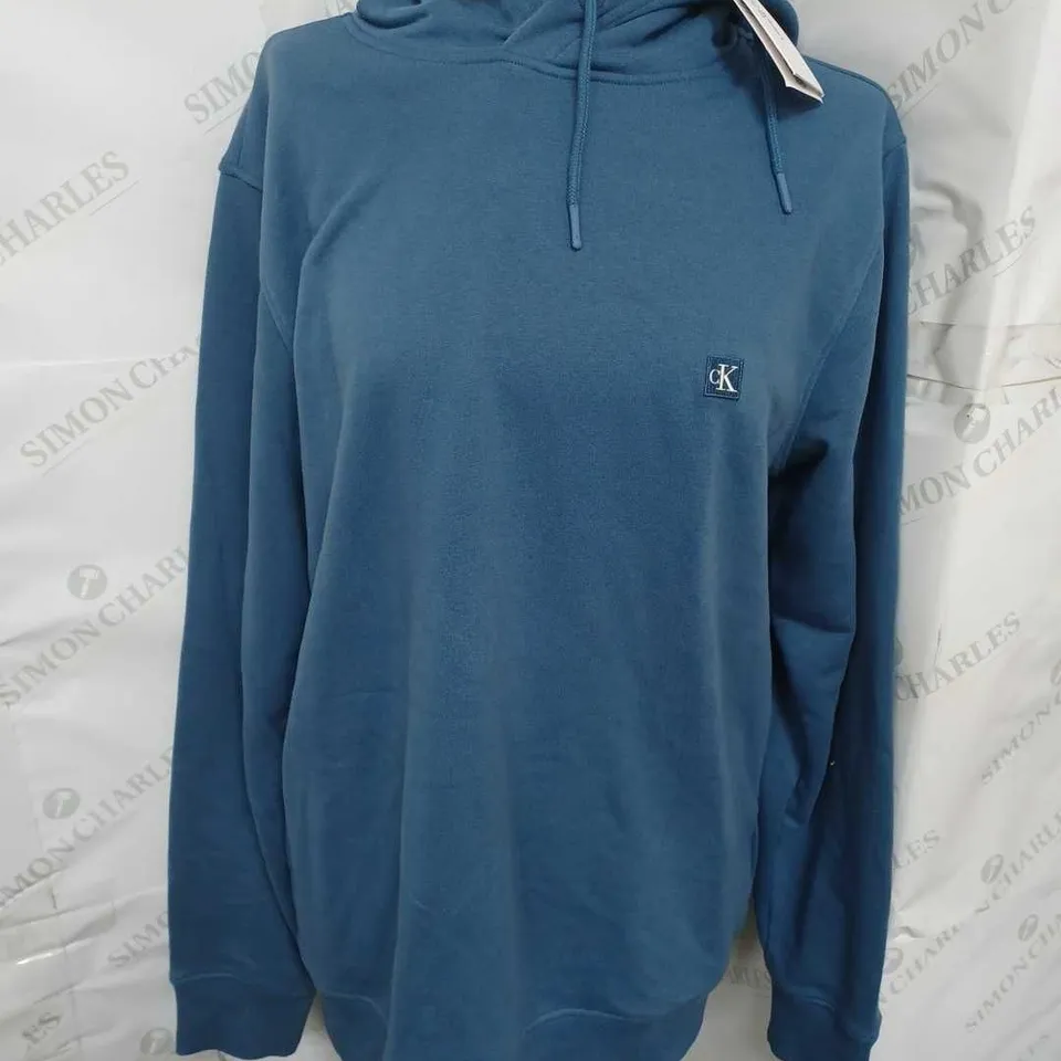 CALVIN KLEIN JEANS HOODED SWEATSHIRT BLUE COAST SIZE LARGE