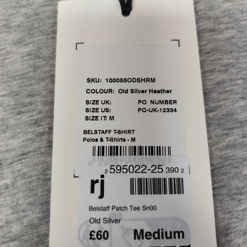 BELSTAFF PATCH T-SHIRT – OLD SILVER HEATHER, MEDIUM