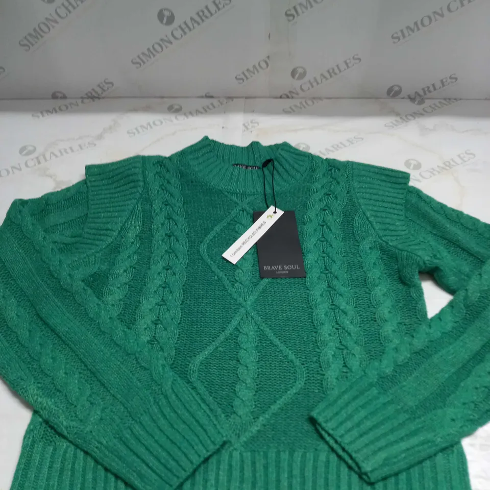 BRAVE SOUL SHOULDER DETAIL KNIT CROP JUMPER SIZE XS