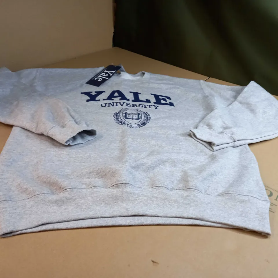 YALE UNIVERSITY GREY MARL/LOGO CREW NECK SWEATER - MEDIUM