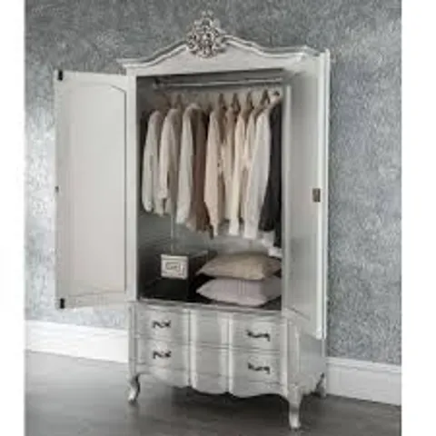 PACKAGED HOMESDIRECT365 ESTELLE SILVER ANTIQUE FRENCH STYLE WARDROBE - SILVER (5 BOXES)