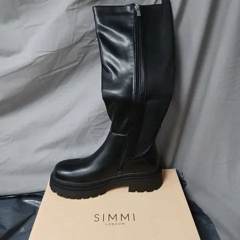 SIMMI LONDON REMUS BLACK KNEE-HIGH SOCK BOOTS, CHUNKY SOLE – UK 7 (EU 40, US 9)