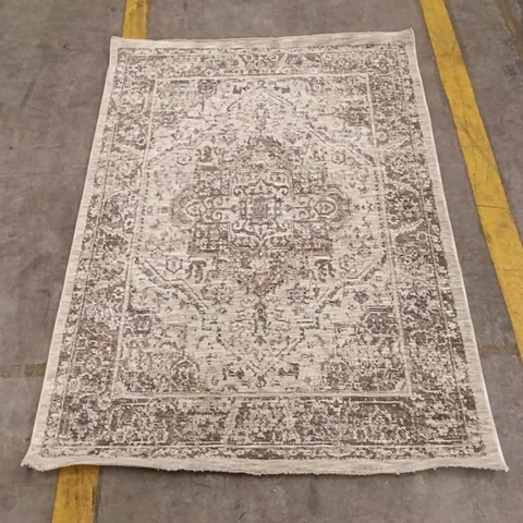 ORIENTAL-STYLE RUG – DISTRESSED BEIGE/GREY PATTERN APPROXIMATELY 160 CM X 118 CM