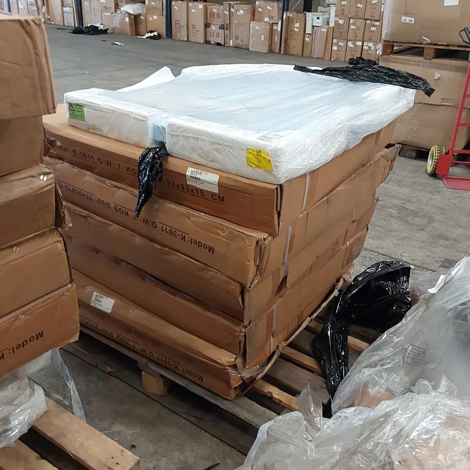 PALLET OF AQUALINE SHOWER CABIN PARTS AND 1 CAVALIER QUADRANT SHOWER TRAY