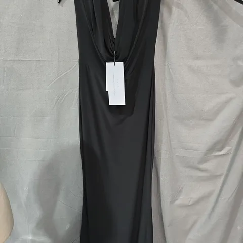 CLUB L LONDON BLACK DRAPED NECK MAXI DRESS