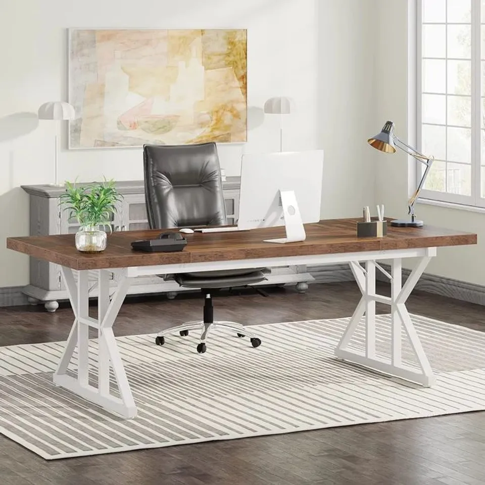BOXED TRIBESIGNS 63-INCH EXECUTIVE OFFICE DESK, MINIMALIST LAPTOP STUDY & WRITING TABLE
