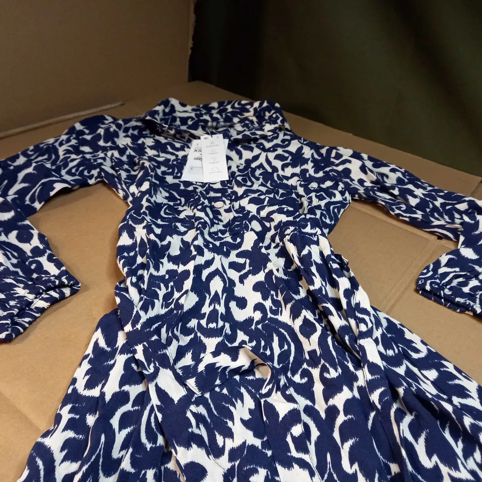 ZARA CREAM/NAVY BELTED MAXI DRESS - XS