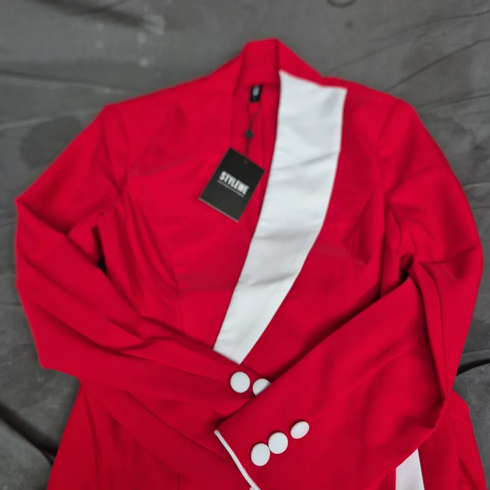 STYLEWE RED WOMEN'S BLAZER WITH WHITE PANEL, SIZE S