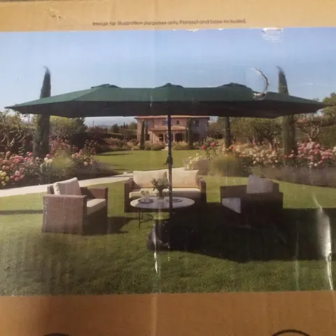 BOXED KEPLIN GARDEN EXTRA-WIDE DOUBLE PARASOL - GREEN
