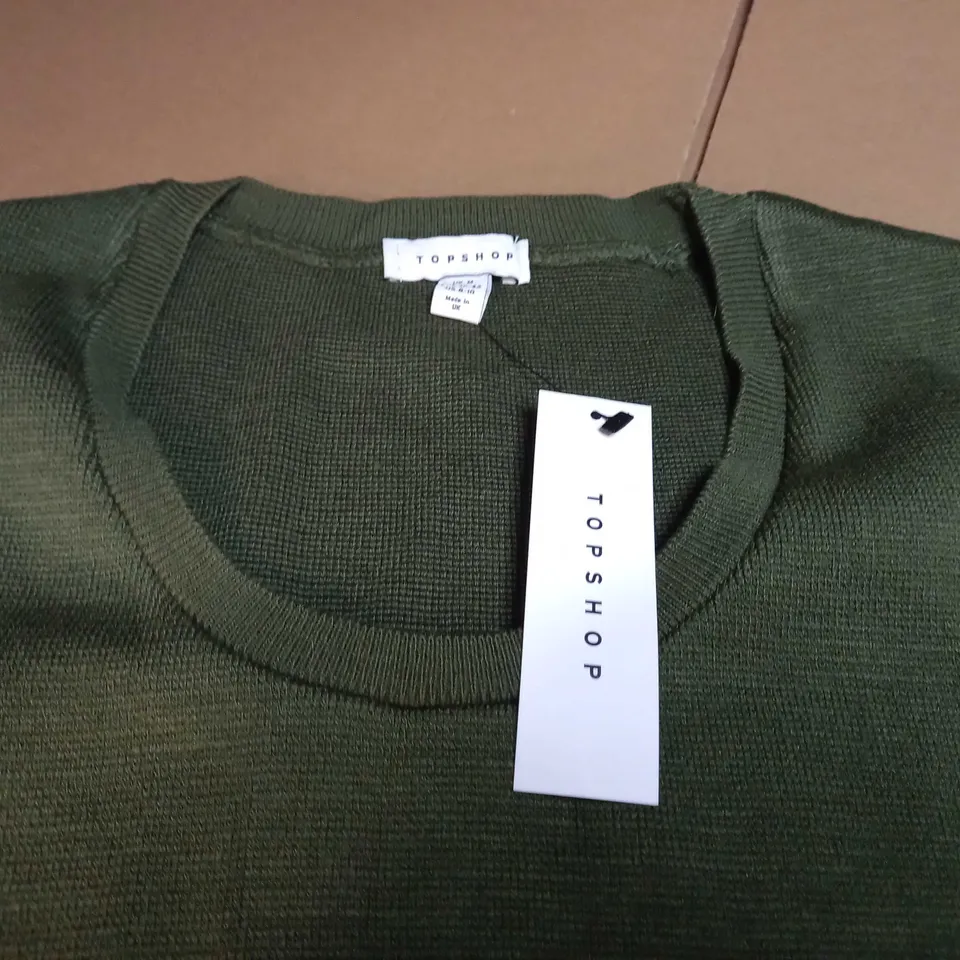 TOPSHOP ARMY GREEN CROPPED JUMPER - MEDIUM