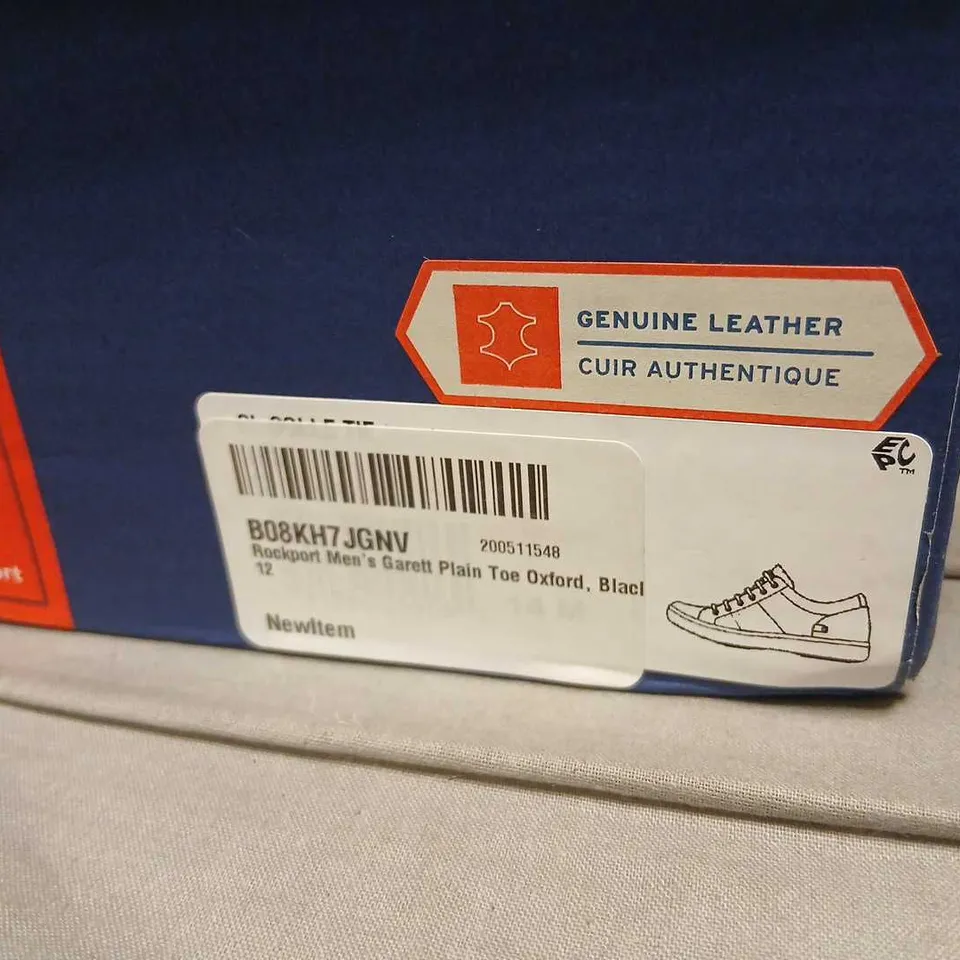 ROCKPORT MEN'S GARRETT PLAIN TOE LEATHER OXFORD SHOES – BROWN SIZE 12