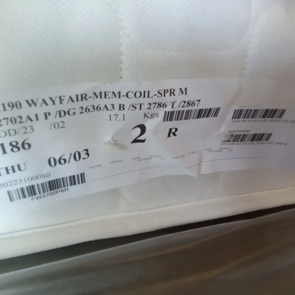 QUALITY MEMORY OPEN COIL DOUBLE 4'6" MATTRESS