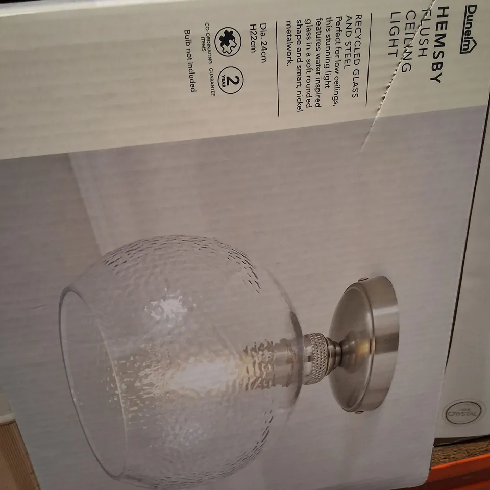 BOXED DUNELM HEMSBY FROSTED GLASS GLOBE CEILING LIGHT