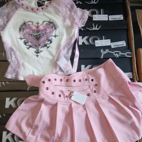 KOKO KIDS PINK LACE TOP & PLEATED SKIRT SET – SIZE S