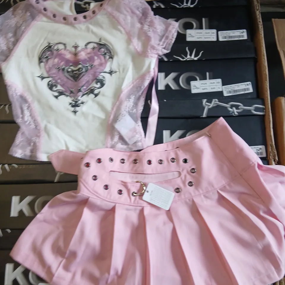 KOKO KIDS PINK LACE TOP & PLEATED SKIRT SET – SIZE S
