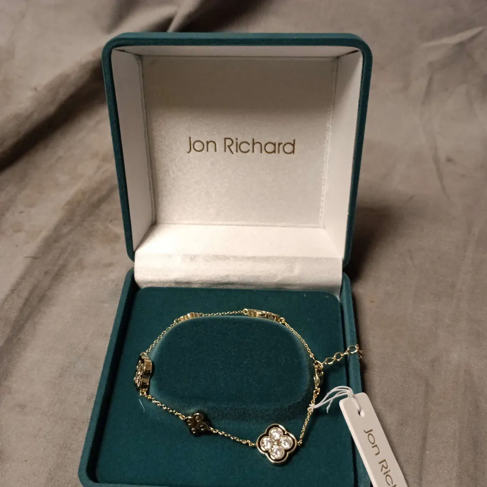 JON RICHARD GOLD-TONE CLOVER CRYSTAL BRACELET 