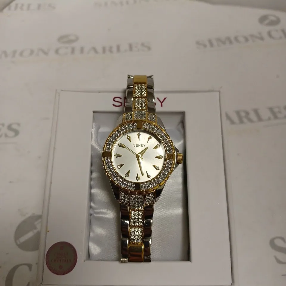 BOXED SEKONDA STAINLESS STEEL SILVER & GOLD LADIES WATCH 