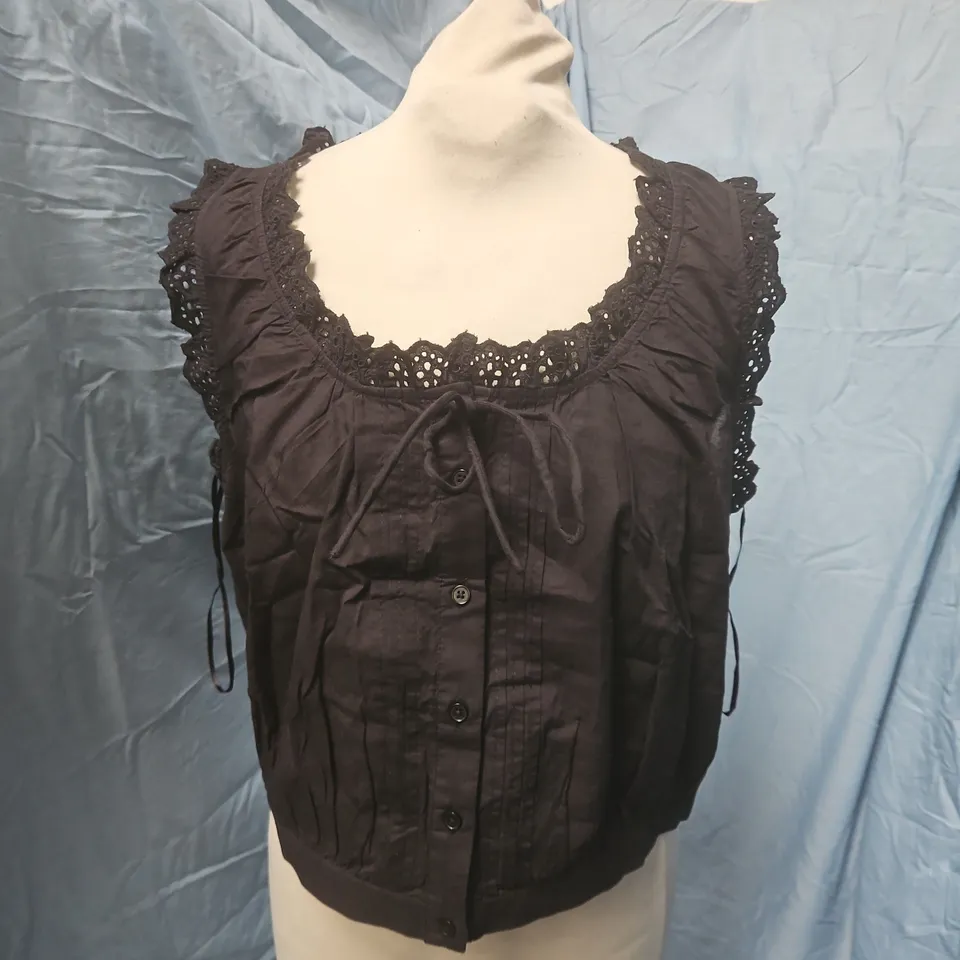 NOBODY'S CHILD NIKKI BLOUSE – BLACK, UK 12 (EU 40, USA 8)