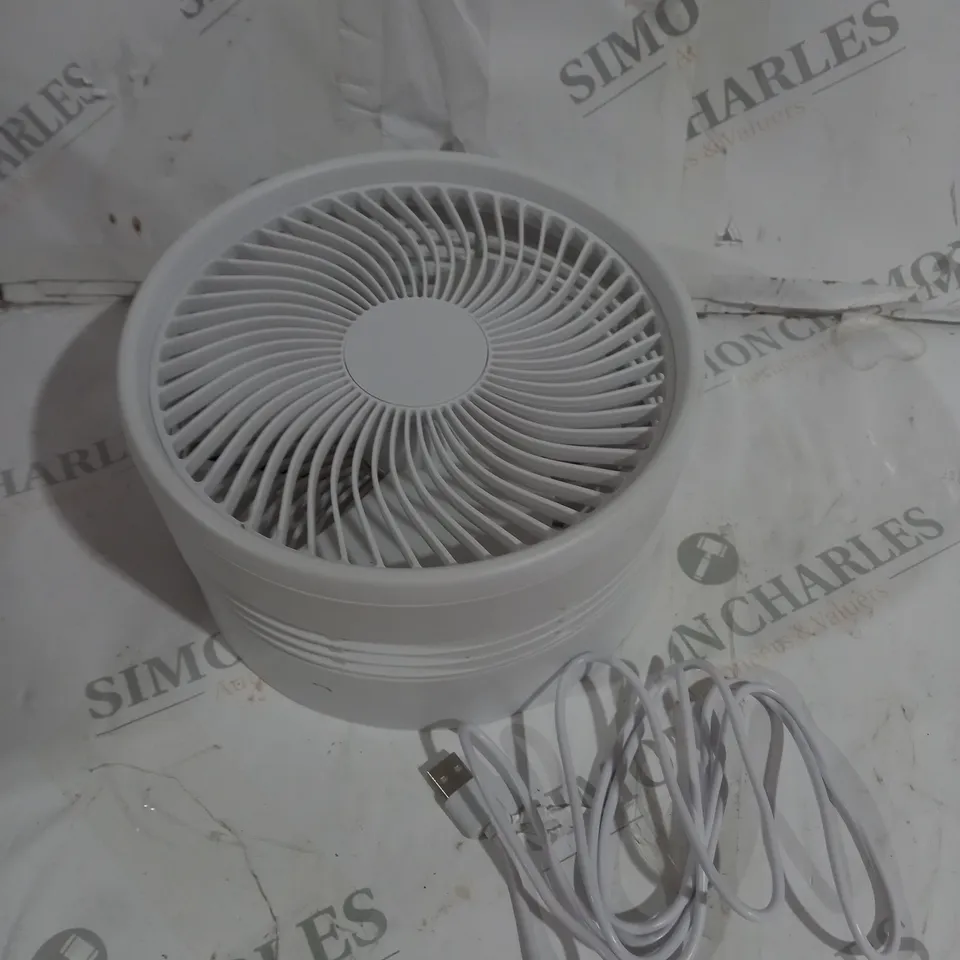 BOXED BELL & HOWELL RECHARGEABLE EXTENDABLE DESK & FLOOR FAN, WHITE