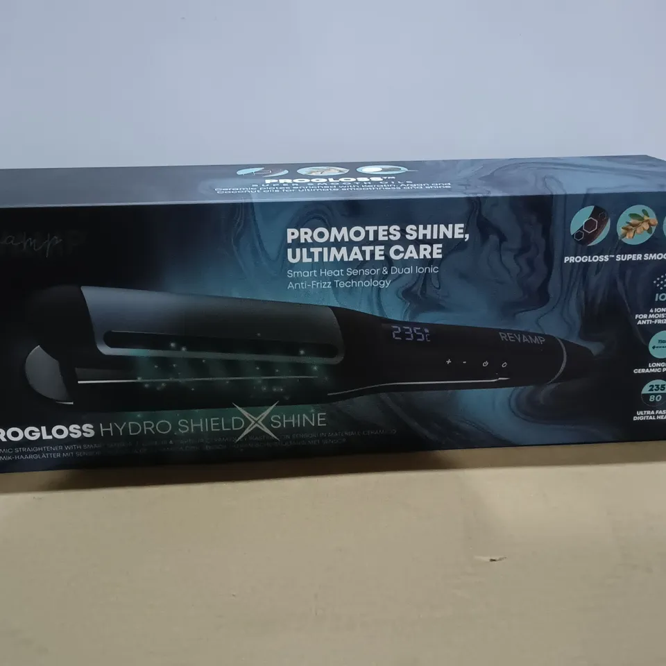 BOXED REVAMP PROGLOSS HYDRO SHIELD SHINE CERAMIC STRAIGHTENER