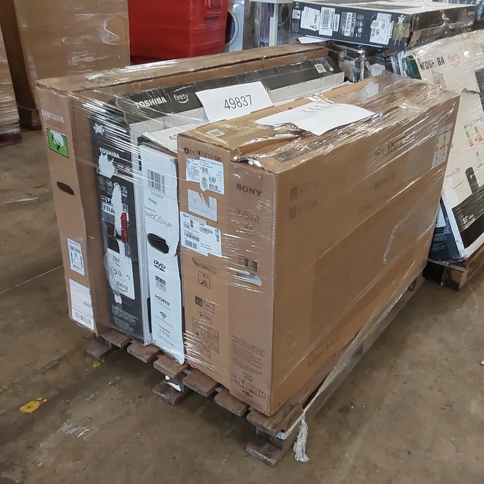 PALLET OF APPROXIMATELY 5X BOXES OF TELEVISION PARTS - PARTS ONLY -