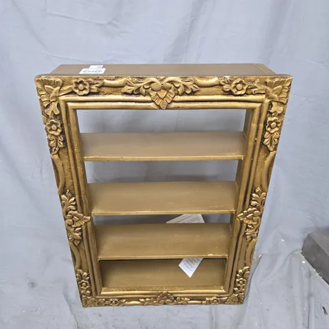 UO HOME ORNATE GILT DISPLAY SHELF WITH FOUR LEVELS