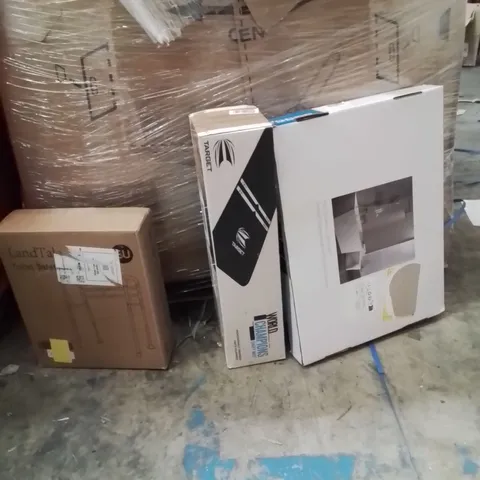 PALLET OF ASSORTED HOUSEHOLD GOODS AND PRODUCTS TO INCLUDE;RAIN SHOWER SYSTEM,DARTBOARD DARTBOARD MAT,TOILET RAIL