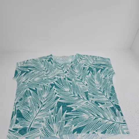 MUDFLOWER UK 14/16 WOMEN'S TROPICAL PALM PRINT TOP β TEAL