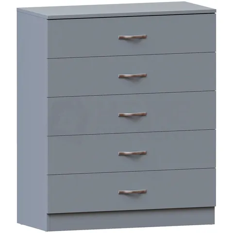 BOXED VIDA DESIGNS RIANO 5 DRAWER CHEST - GREY