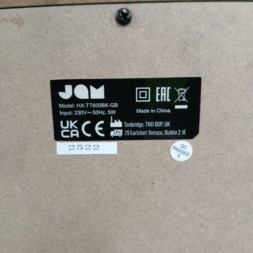 JAM HX-TT600BK-GB TURNTABLE - UNBOXED AND FAULTY 
