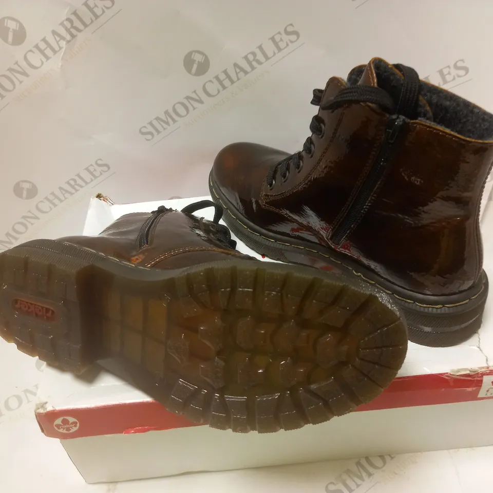 RIEKER LACE ANKLE BOOT BRONZE - SIZE 7