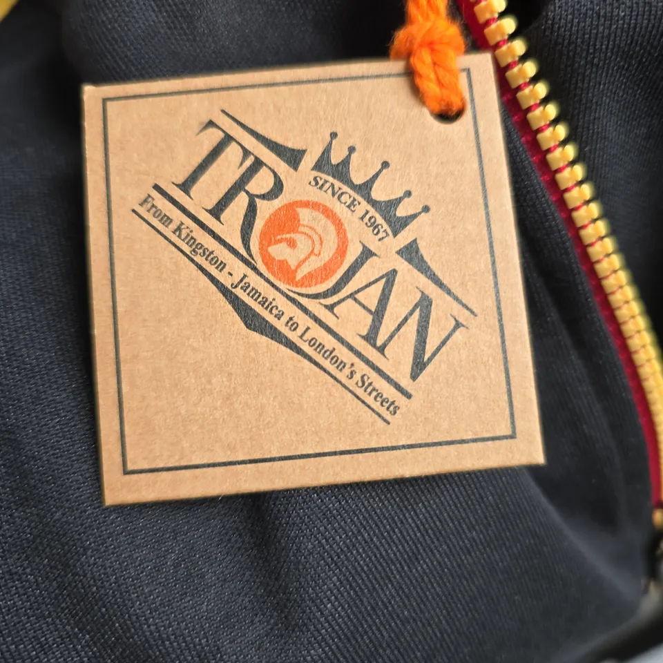 TROJAN BLACK ZIP-UP JACKET WITH NEON ZIPPER TAPE & YELLOW SHOULDERS (MEN'S)-SIZE 2XL