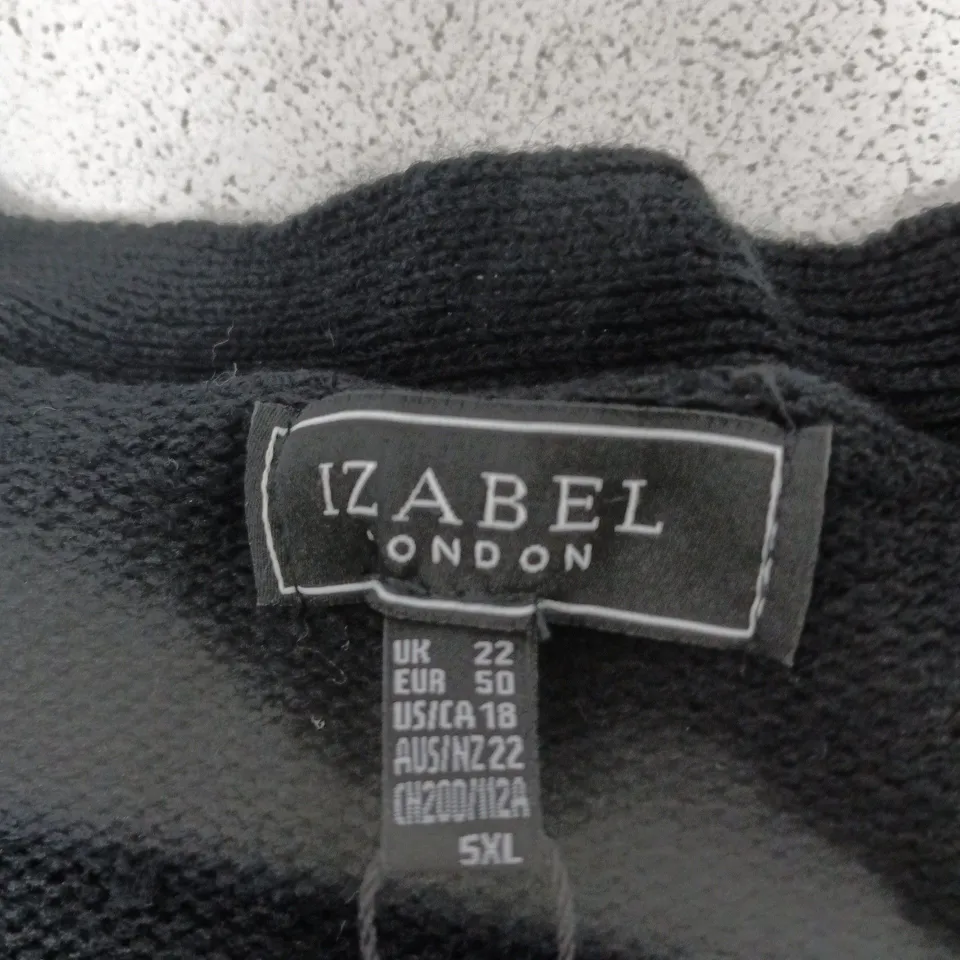 IZABEL LONDON WOMEN'S BLACK & WHITE STRIPED KNIT CARDIGAN, UK 22